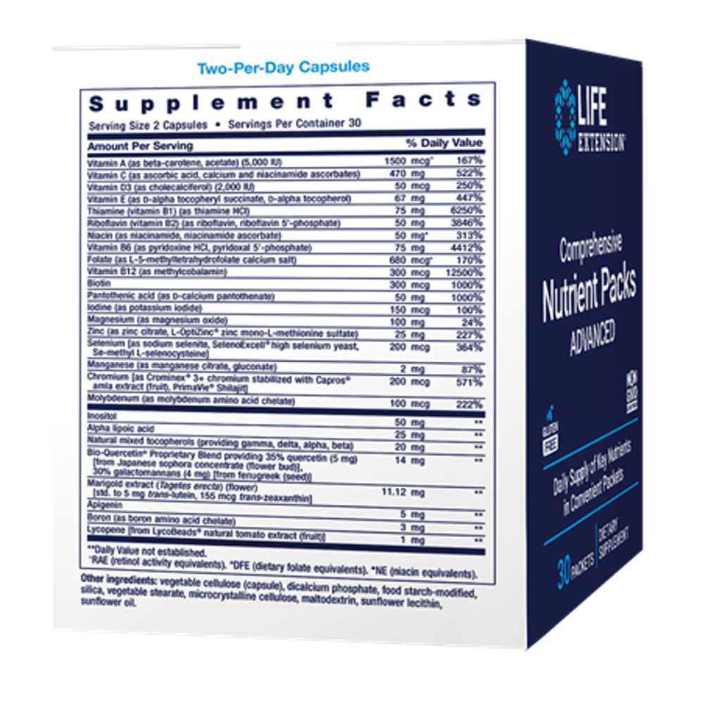 Life Extension Comprehensive Nutrient Packs Advanced – 30 Packets