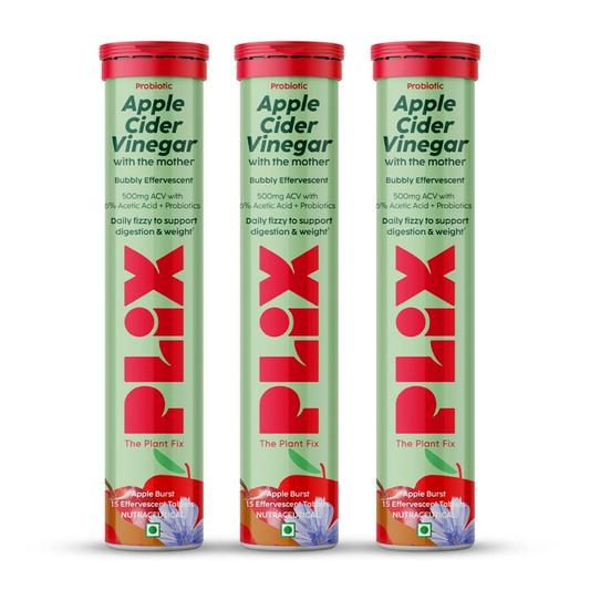 PLIX - THE PLANT FIX Probiotics+ Apple Cider Vinegar Effervescent Tablets | Helps Stimulate Metabolism & Improve Gut Health
