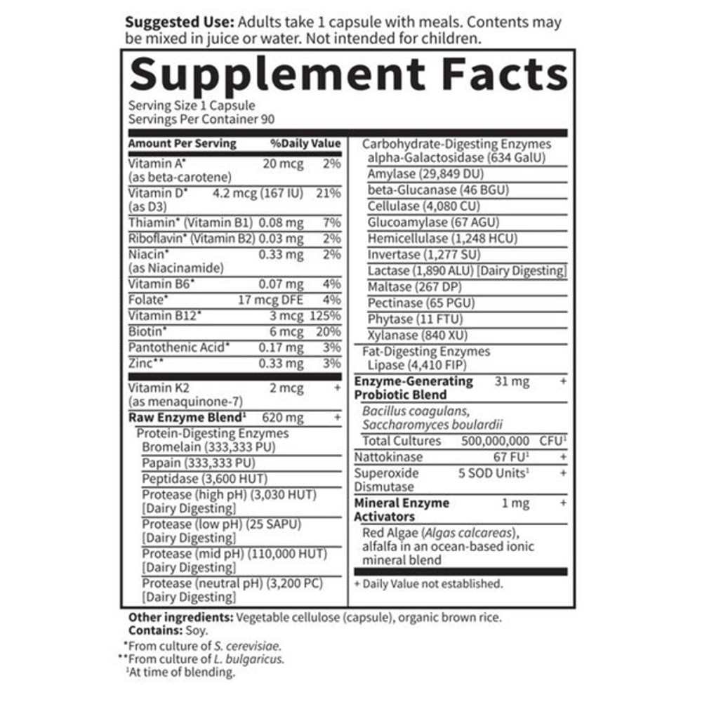 Garden of Life RAW Enzymes Women 50 & Wiser Digestive Health 90 Capsules