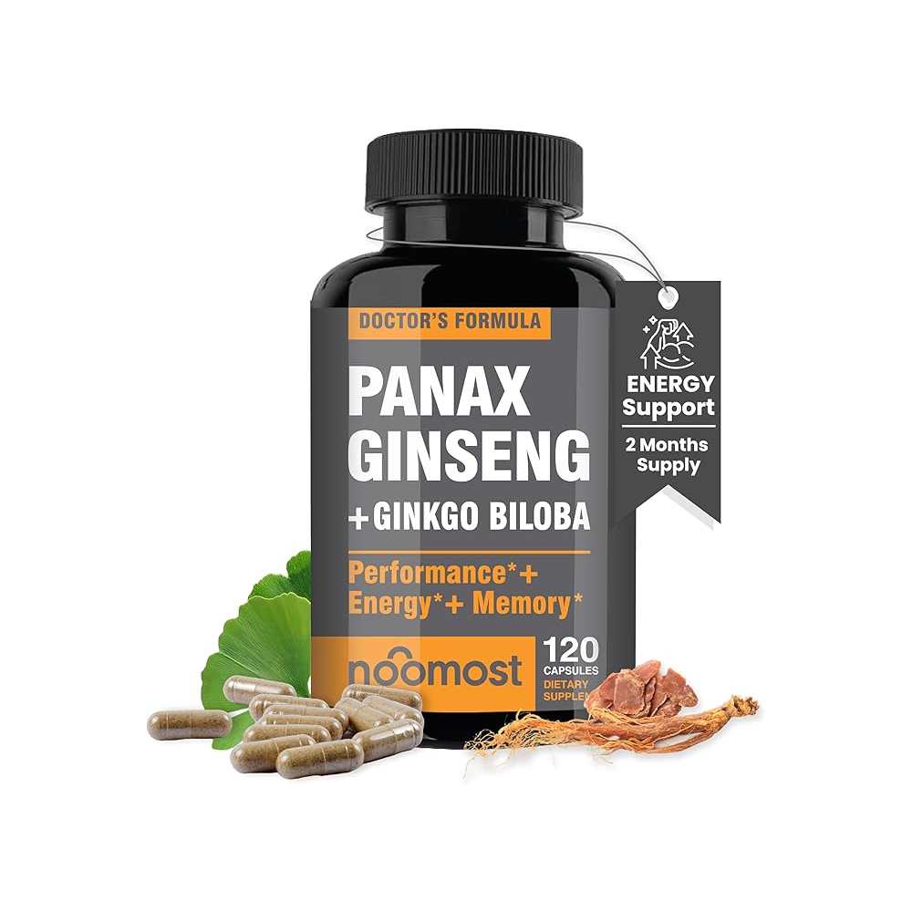 NooMost Pamax Ginseng + Ginkgo Biloba, 120 Vegan Capsules