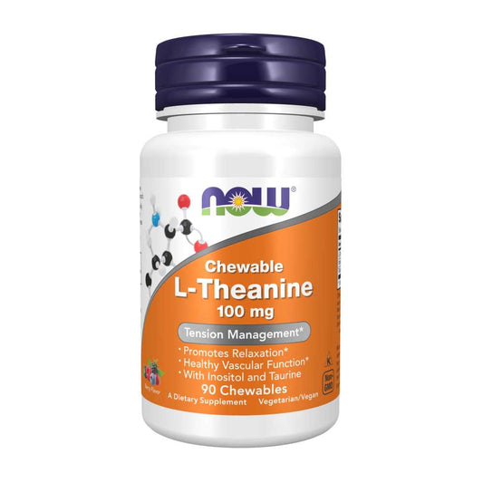 Now Foods Chewable L-Theanine 100mg – Stress & Relaxation Support – 90 Tablets