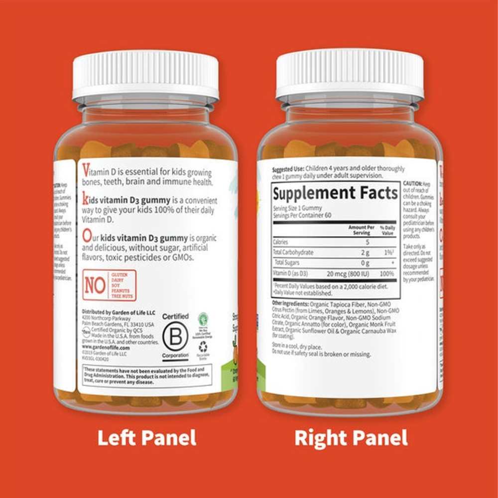 Garden of Life Organic Kids Vitamin D3 Gummy Orange Flavor 60ct