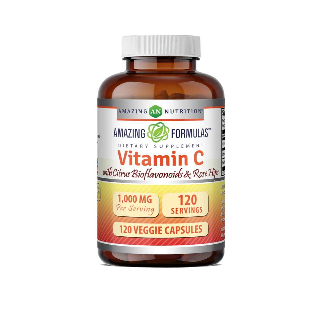 Amazing Formulas Vitamin C with Citrus Bioflavonoids & Rose Hips 1000 Mg 120 Veggie Capsules