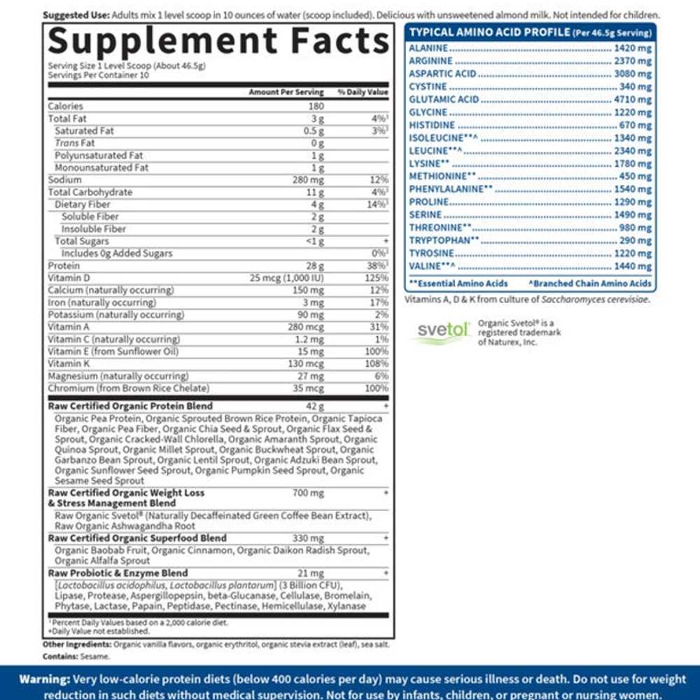 Garden of Life Raw Organic Fit Vanilla Powder 465g