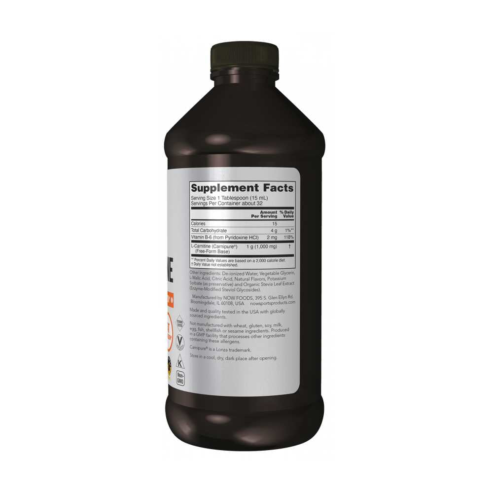 Now Foods L-Carnitine Liquid 1000 Mg – Tropical Punch Flavor – Cellular Energy & Fat Metabolism Support – 473 M L