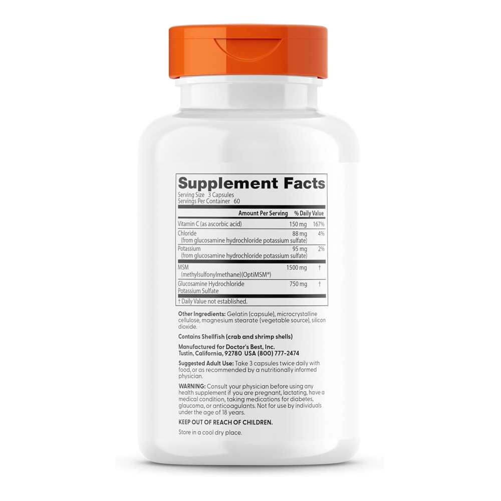Doctor's Best Synergistic Glucosamine Msm Formula with Opti Msm Capsules 180 Count