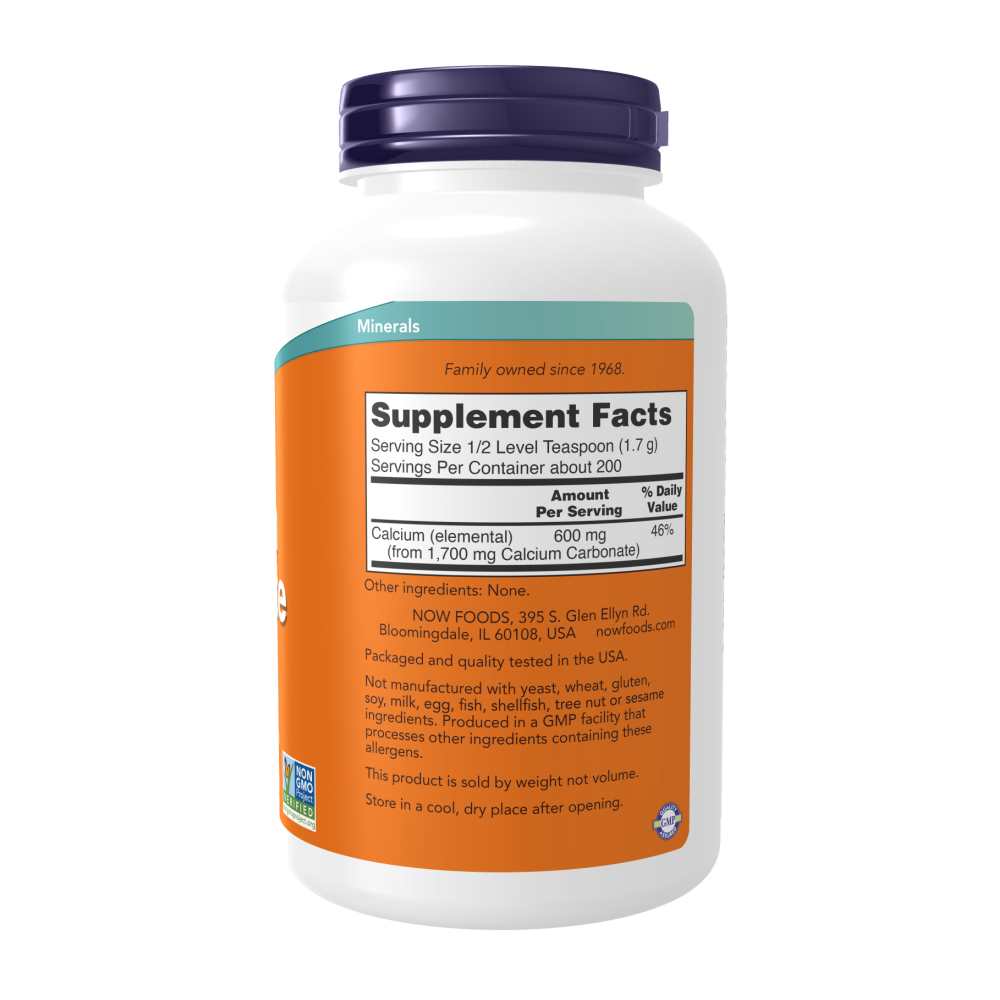 Now Foods Calcium Carbonate – Pure Powder for Bone Strength & Calcium Boost – 12 Oz (340 G)