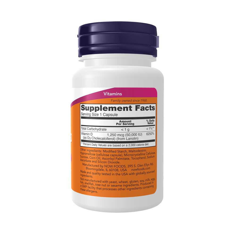 Now Foods Vitamin D3 50,000 Iu – Max Potency Bone & Immune Health Support – 15 Capsules