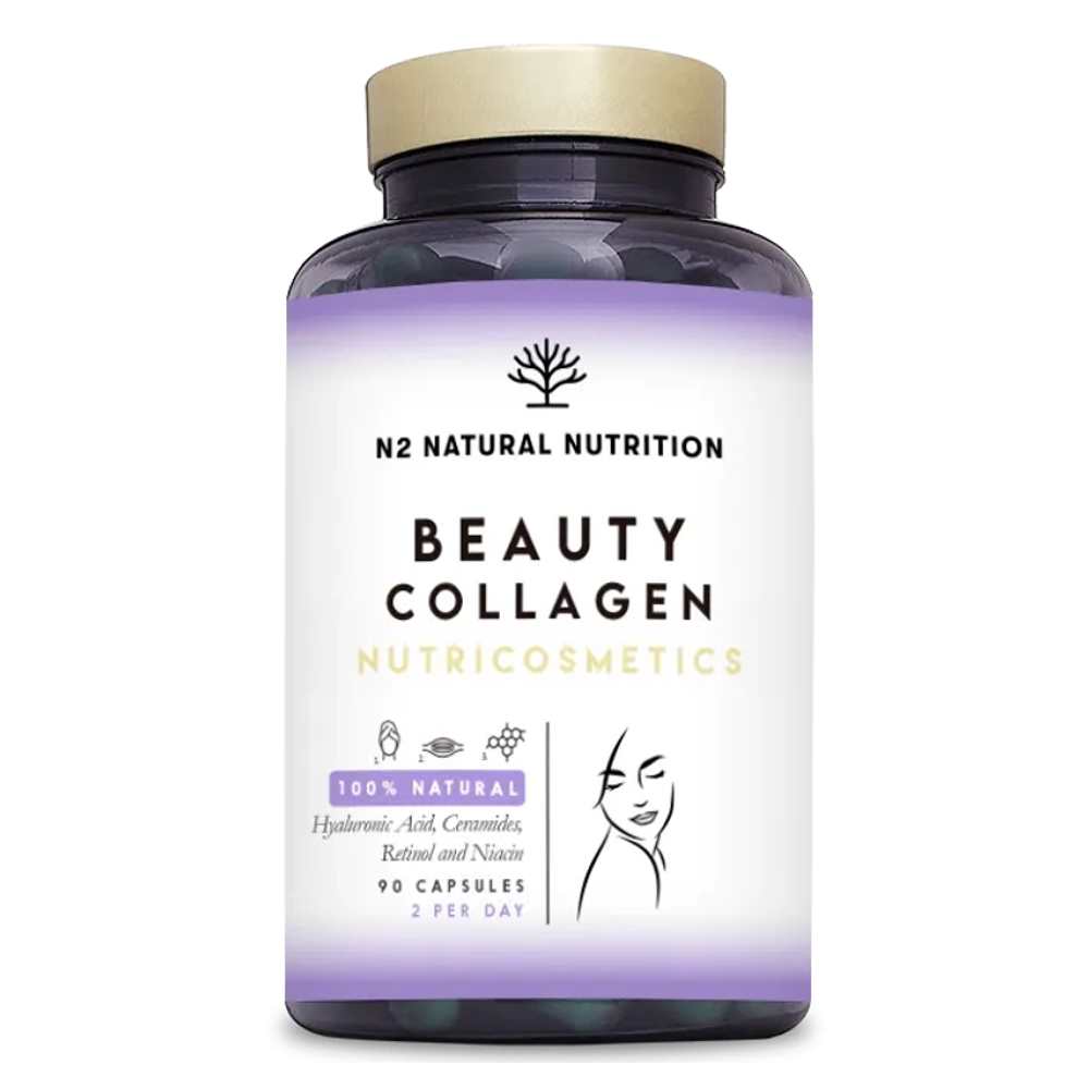 Beauty Collagen by N2 Natural Nutrition – 90 Capsules | Skin Support with Hyaluronic Acid & Retinol