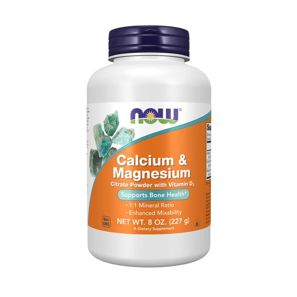 Now Foods Calcium Magnesium Powder – 1:1 Citrate Blend + Vitamin D – Highly Mixable – 227 G