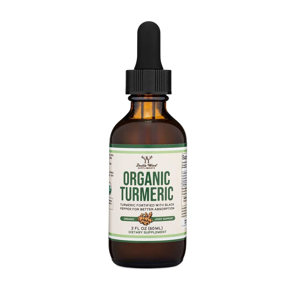 Double Wood Organic Turmeric – Fortified with Black Pepper for Maximum Absorption | 2 Fl Oz