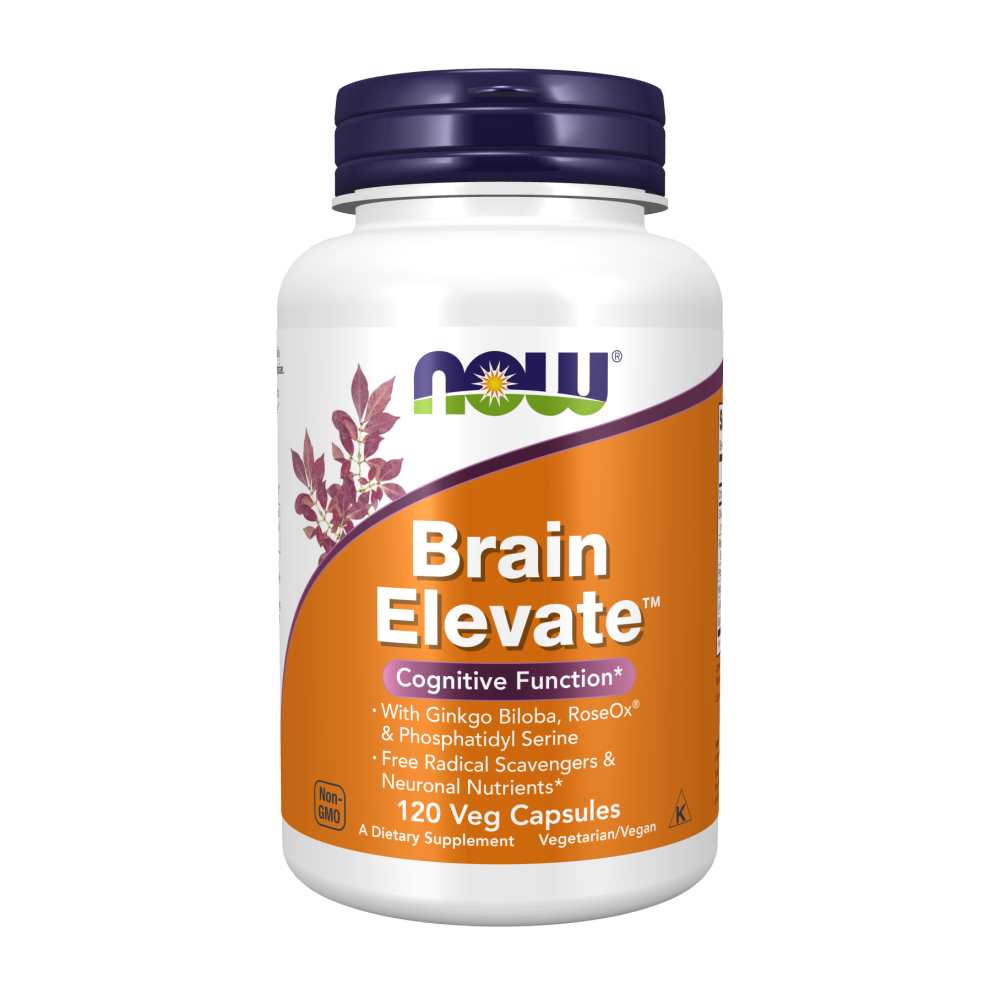 Now Foods Brain Elevate™ – Mental Clarity & Memory Support Formula with Ginkgo & Neuronal Nutrients – 120 Vegan Capsules
