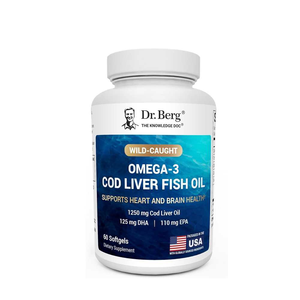 Dr. Berg Maximum Strength Omega-3 Cod Liver Fish Oil 60 Softgels