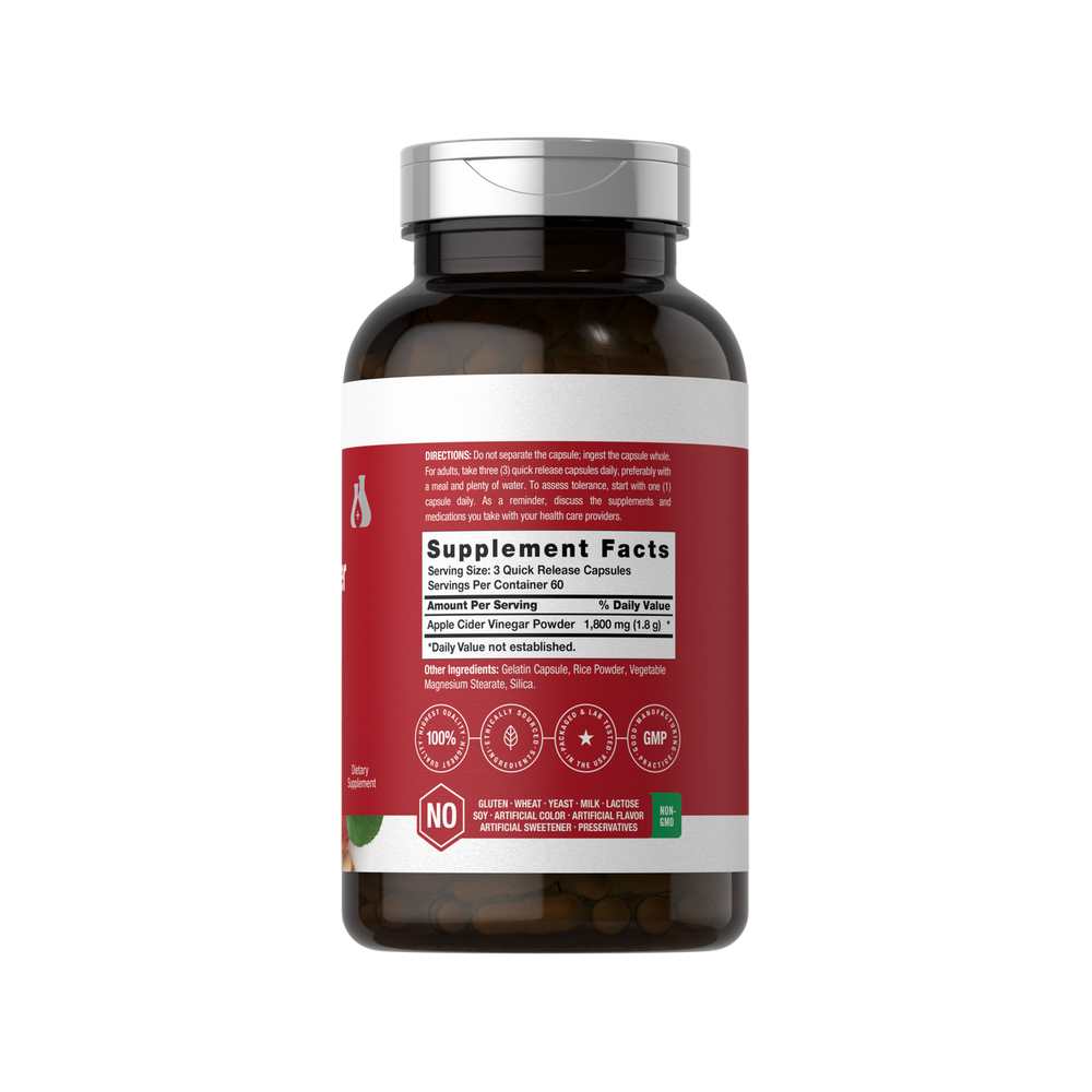 Horbäach Apple Cider Vinegar 1800mg per Serving | 180 Capsules