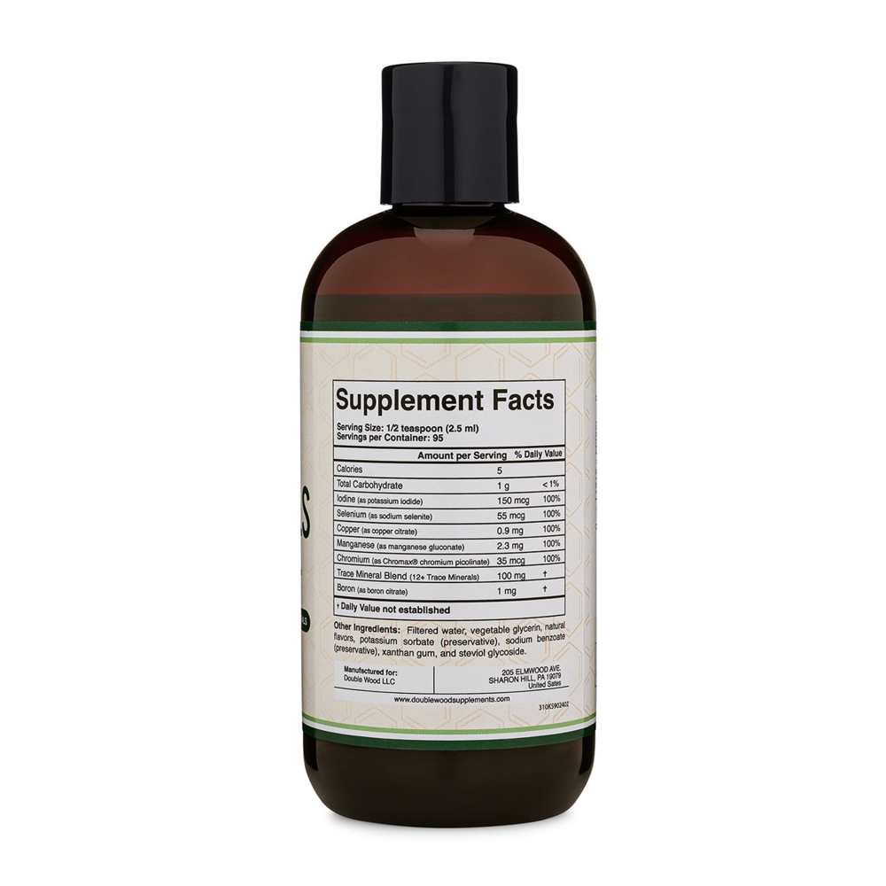 Double Wood Supplements – Trace Minerals Liquid | 100% Dv of 5 Core Minerals | 236 M L