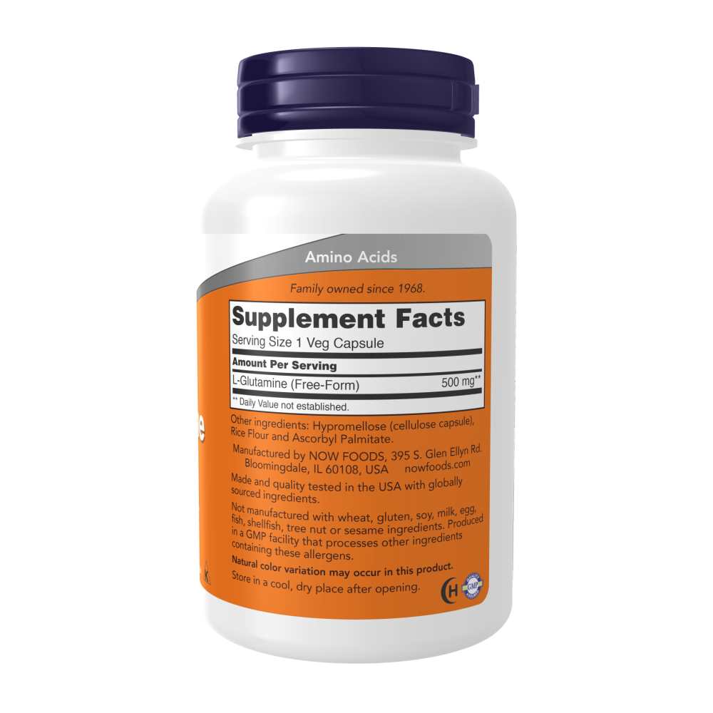 Now Foods L-Glutamine 500 Mg – Pure Amino Acid Support – 120 Veg Capsules