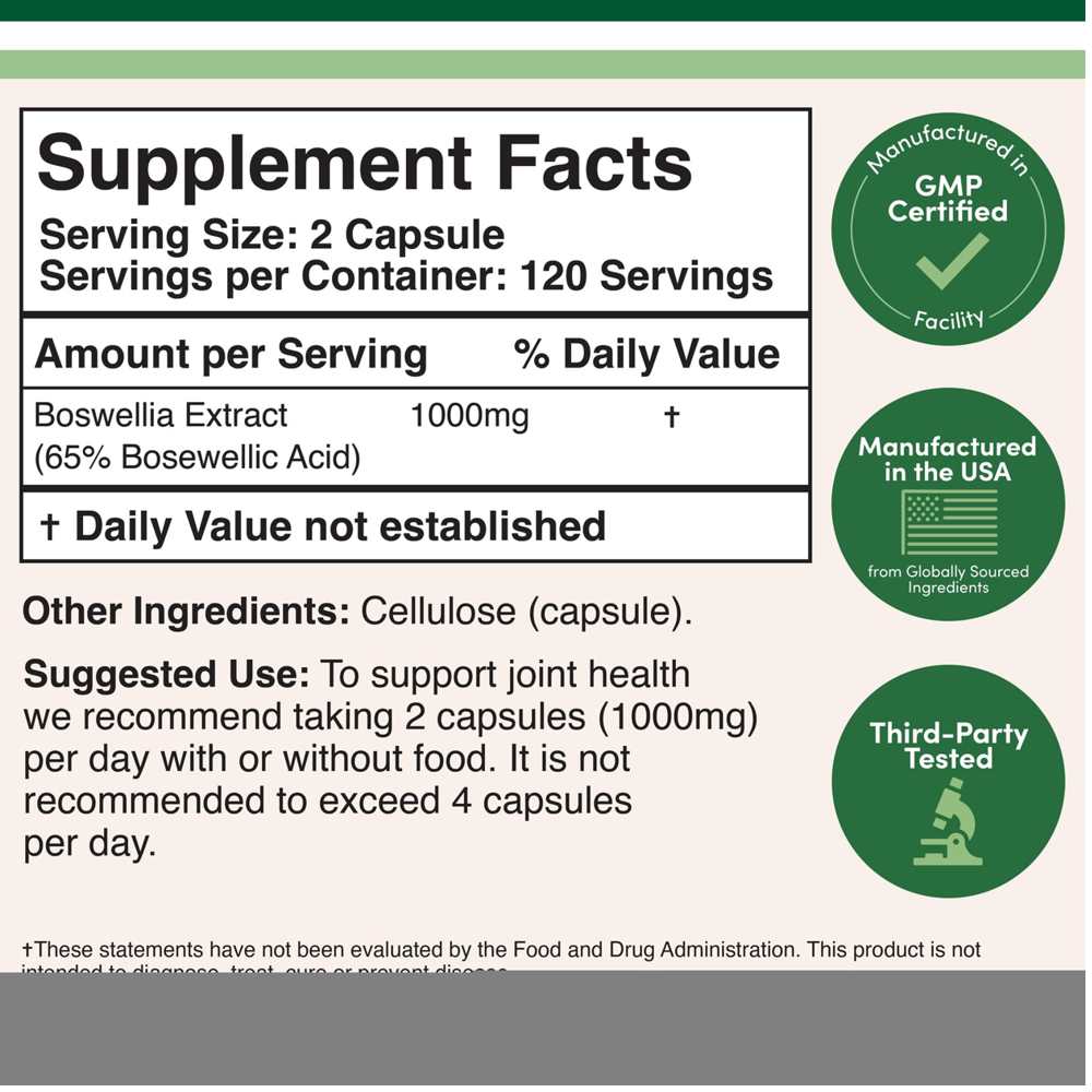 Double Wood Boswellia Extract – 1,000mg – 240 Capsules
