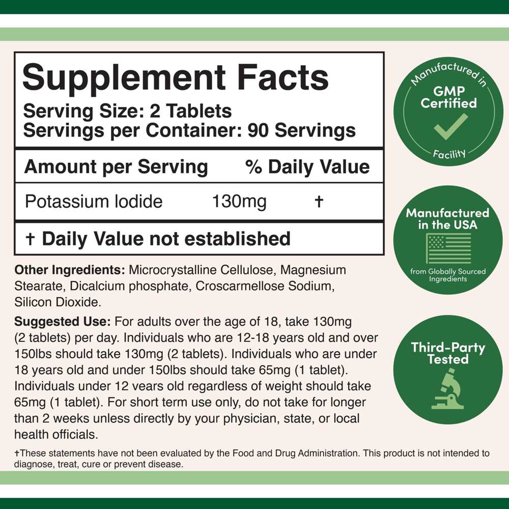 Double Wood Potassium Iodide – 130mg Tablets for Short-Term Emergency Use | 180 Tablets