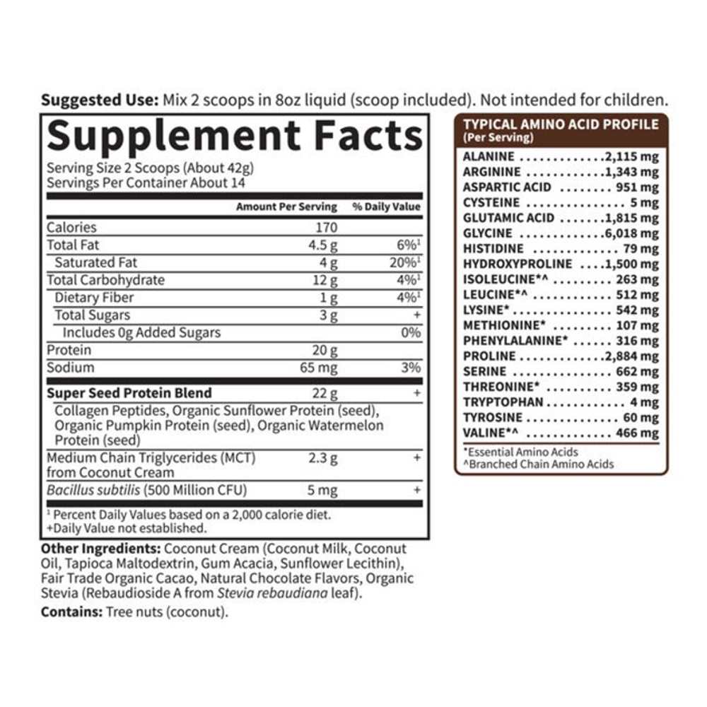 Garden of Life Grass Fed Collagen Protein Chocolate 20.74oz (588g) Powder