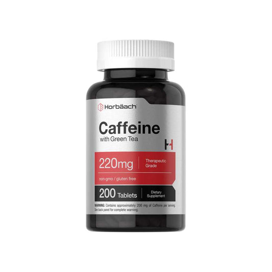 Horbäach Caffeine Pills 200mg | with Green Tea | 200 Tablets