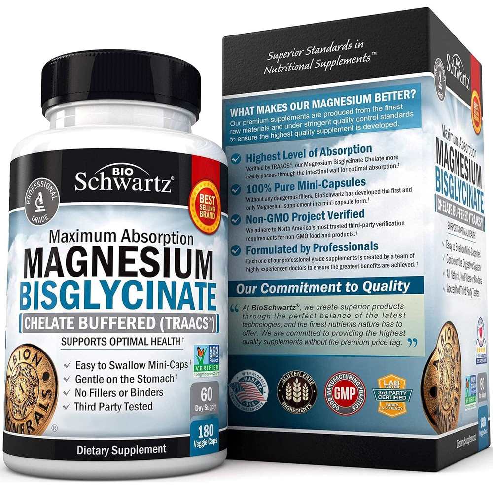 Bio Schwartz Magnesium Bisglycinate – 180 Capsules