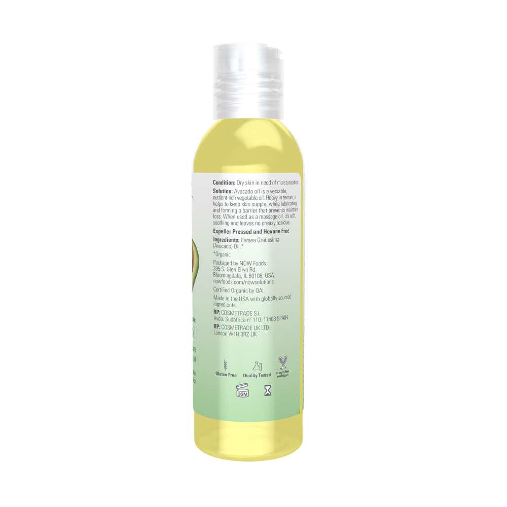 Now Foods Avocado Oil – 100% Pure & Certified Organic – Deep Moisturizing Skin & Hair Oil – 118 M L