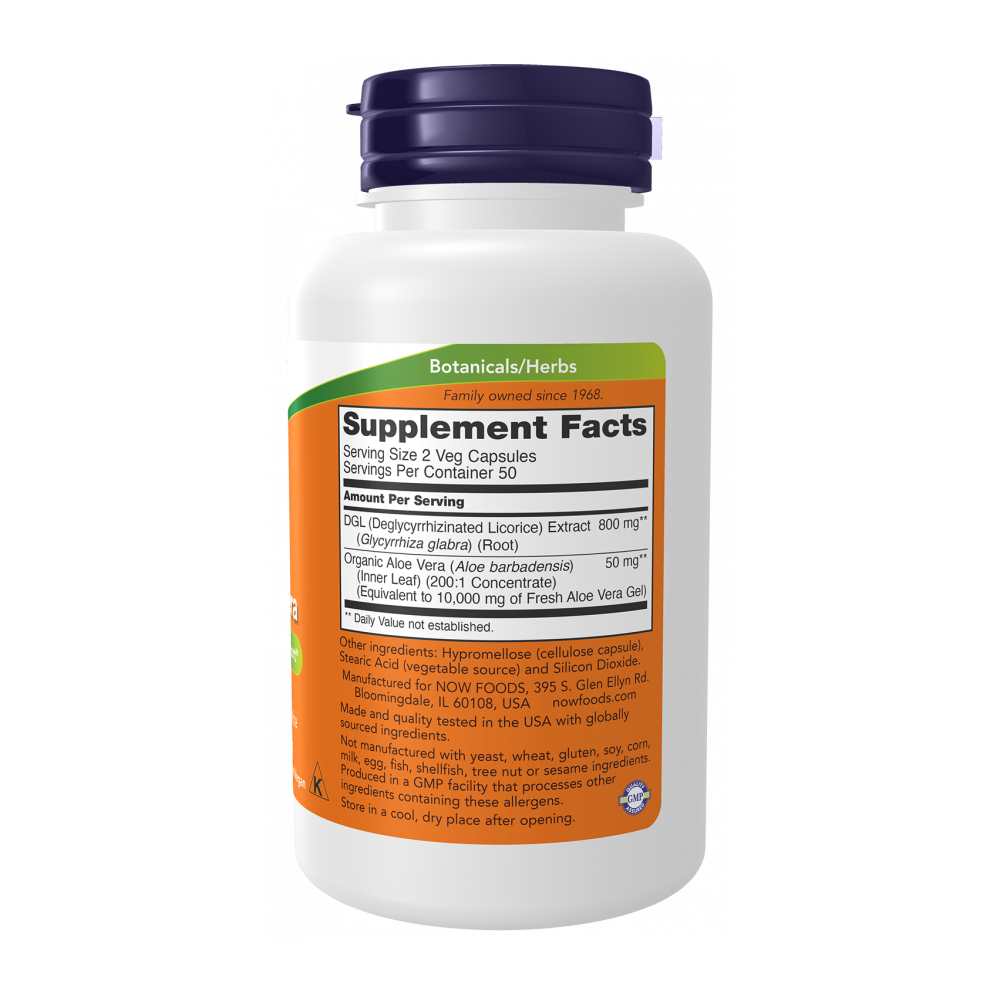 Now Foods Dgl with Aloe Vera – Digestive System Support – 100 Veg Capsules