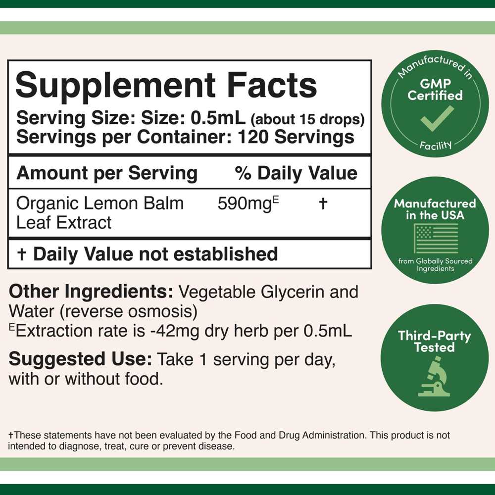 Double Wood Lemon Balm Liquid – 2 Fl Oz Calming Herbal Extract for Relaxation & Mood Support
