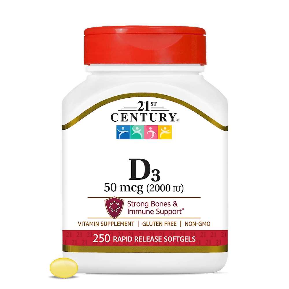 21st Century Vitamin D3 50 Mcg (2000 Iu) 250 Softgels