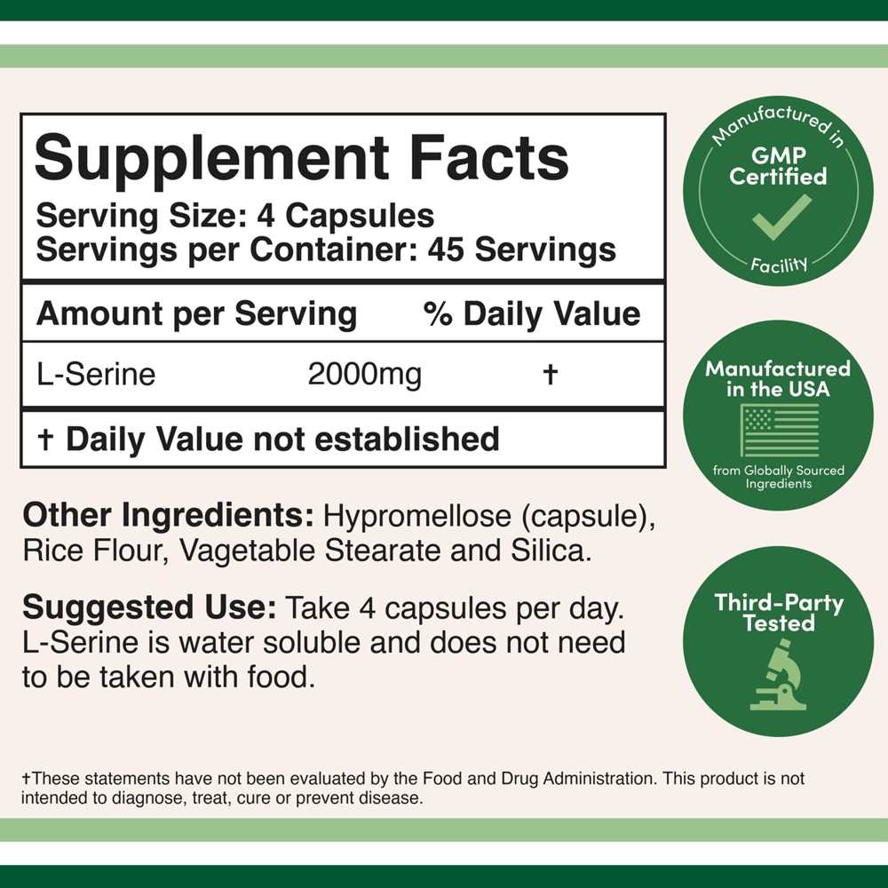 Double Wood L-Serine 2000 Mg – 180 Capsules Dietary Supplement