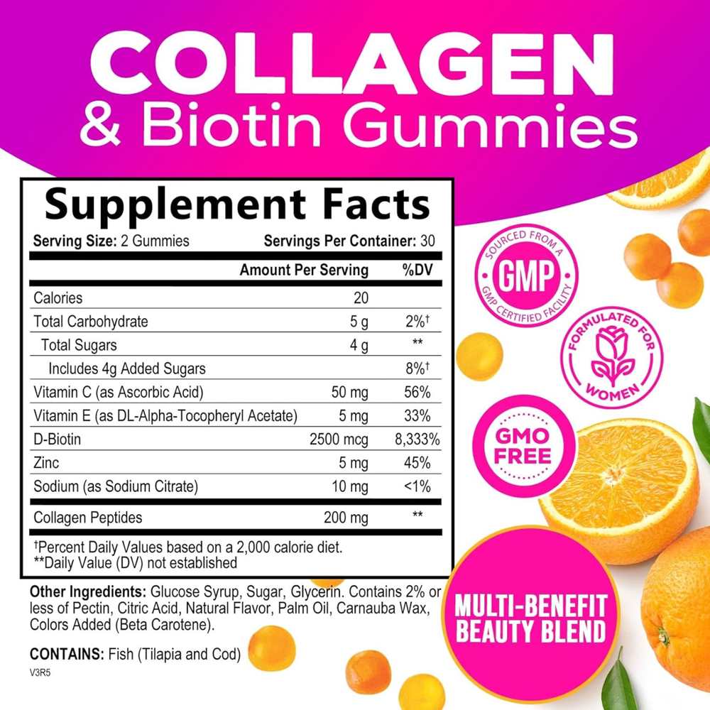 Collagen & Biotin Gummies by Nature’s Nutrition – 60 Orange-Flavored Gummies | Beauty Support Supplement