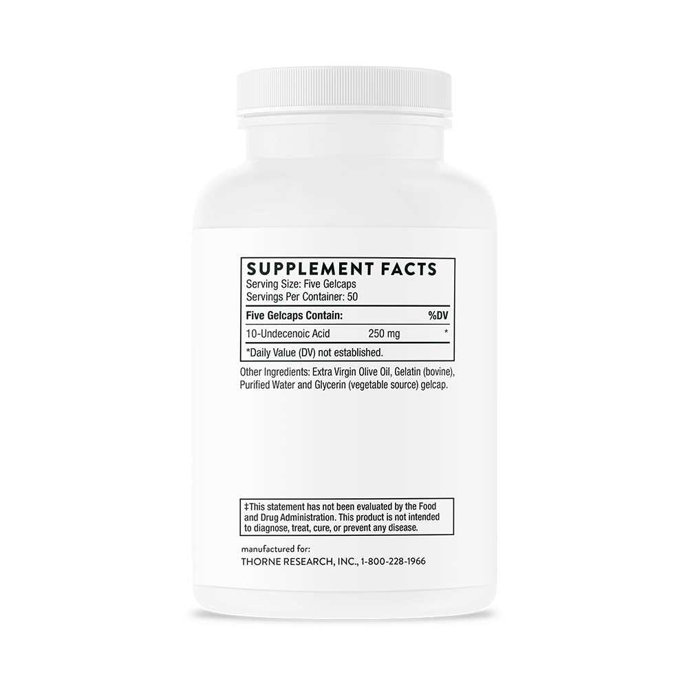 Thorne Undecylenic Acid – 250 Gelcaps for Skin & Immune Health