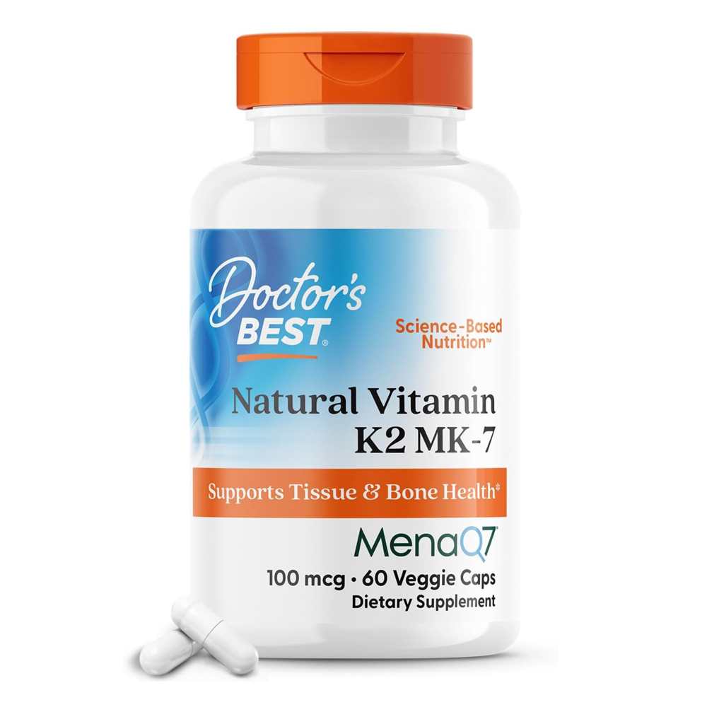 Doctor's Best Natural Vitamin K2 Mk-7 with Mena Q7, 100 Mcg, 60 Veggie Caps