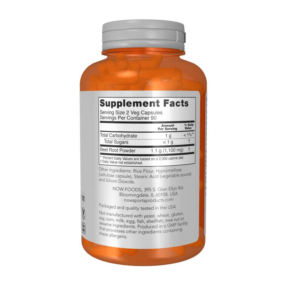 Now Sports Beet Root – Nitric Oxide Support – 180 Veg Capsules