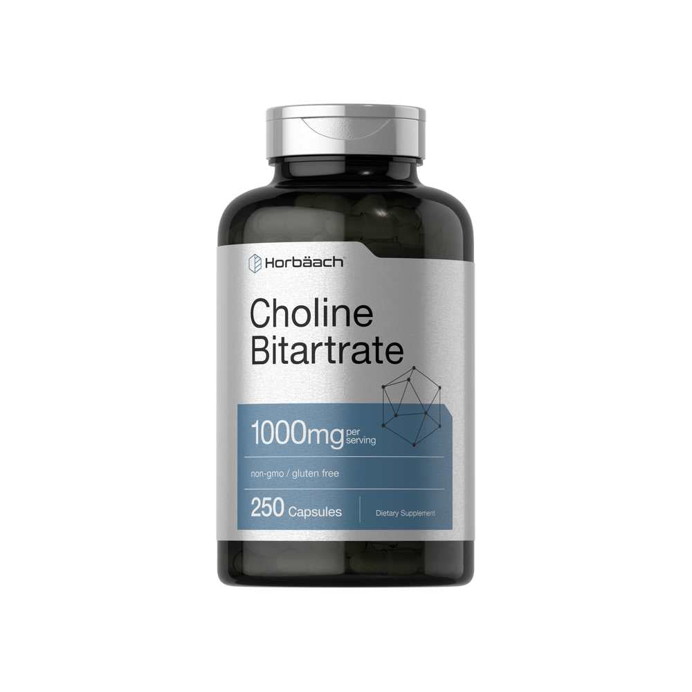 Horbäach Choline Bitartrate 1000mg per Serving | 250 Capsules