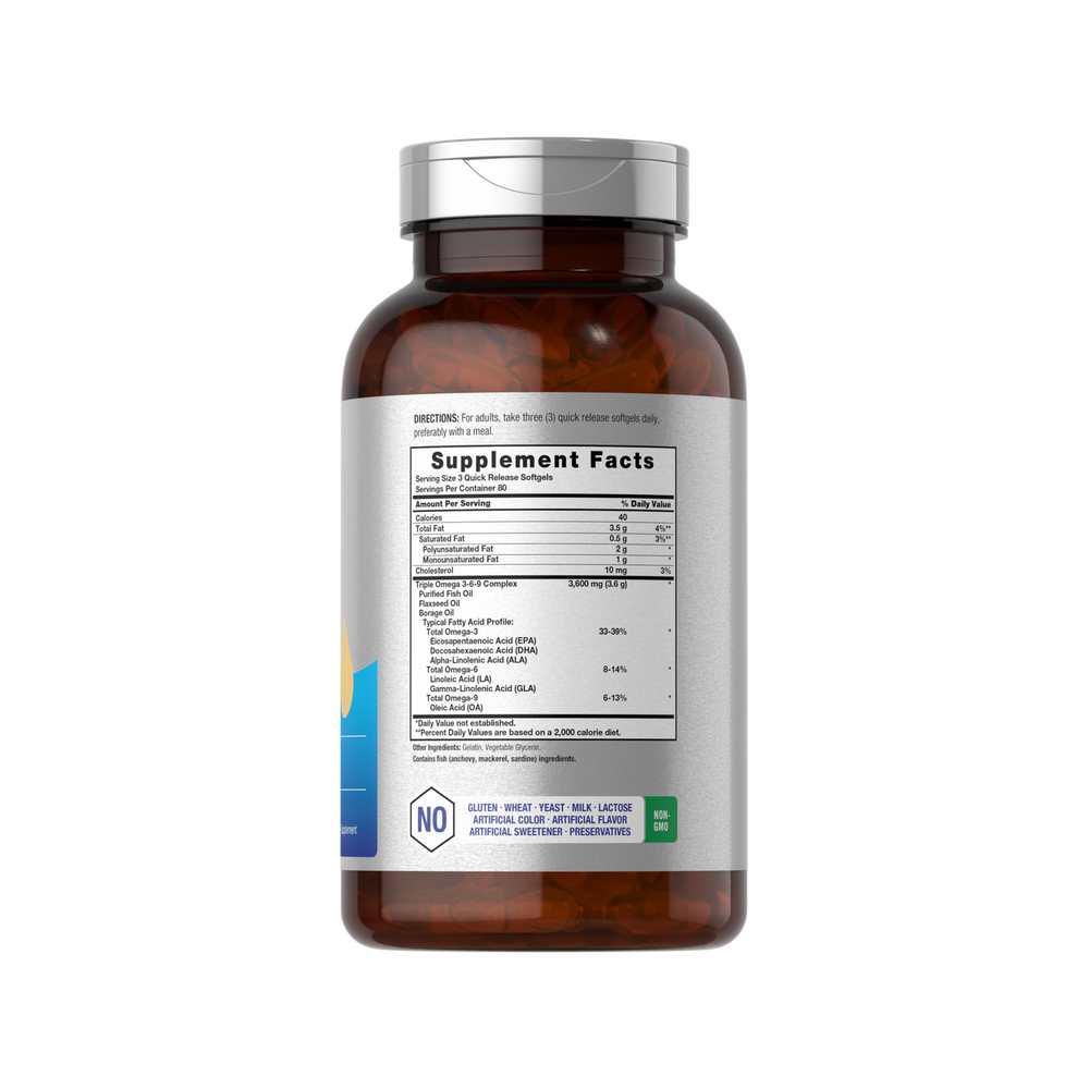Horbäach Fish Oil Omega 3-6-9 3600mg per Serving | 240 Softgels