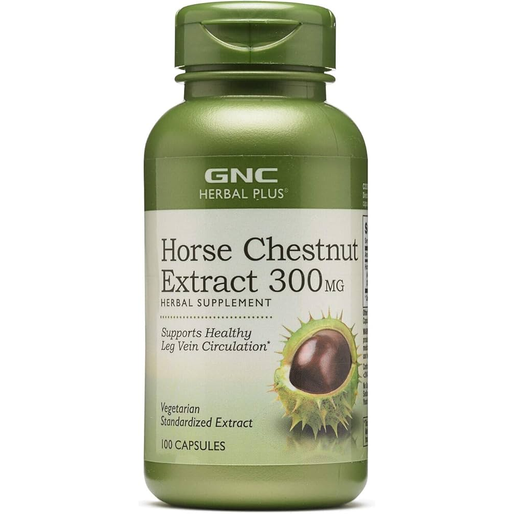 GNC Herbal Plus Horse Chestnut Extract 300MG - Supports Leg Vein Circulation - 100 Vegetarian Capsules