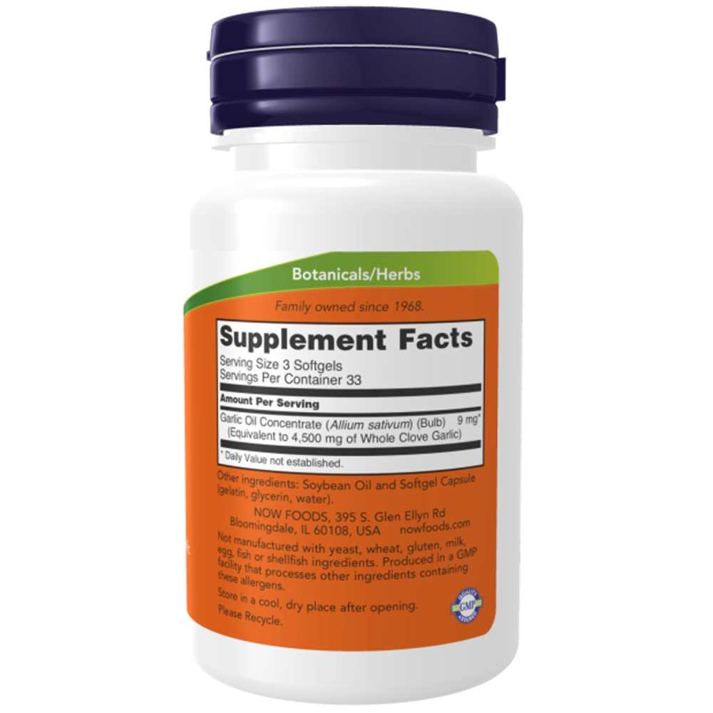 Now Foods Garlic Oil 1500mg – Whole Clove Equivalent – 100 Softgels