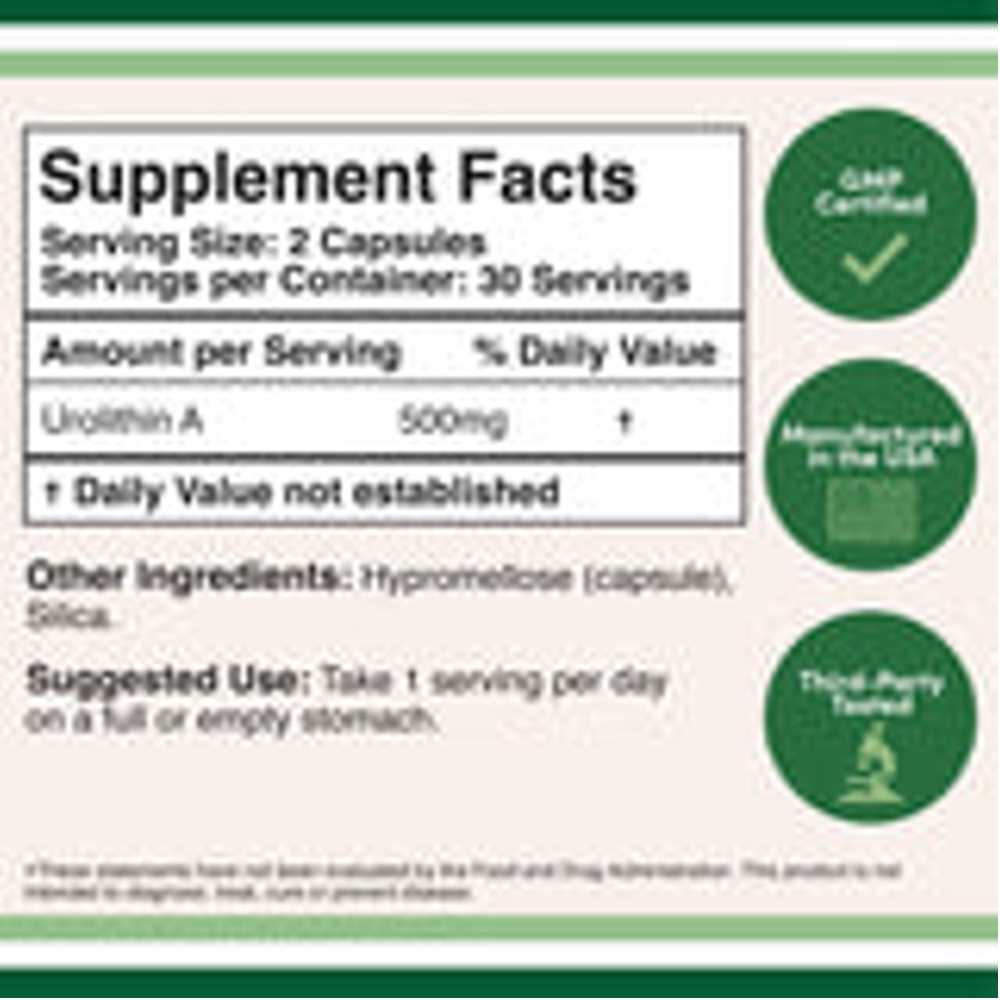Double Wood Urolithin A – 500mg – 60 Capsules