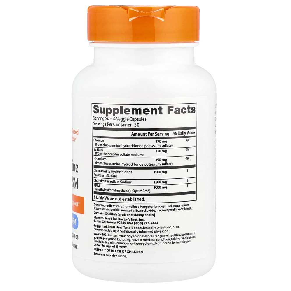 Doctor's Best Glucosamine Chondroitin Msm with Opti Msm, 120 Veggie Caps