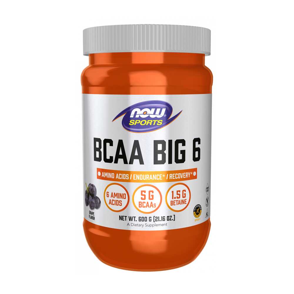 Now Sports Bcaa Big 6, Grape Flavor Powder – Intra-Workout Energy & Recovery – 600g