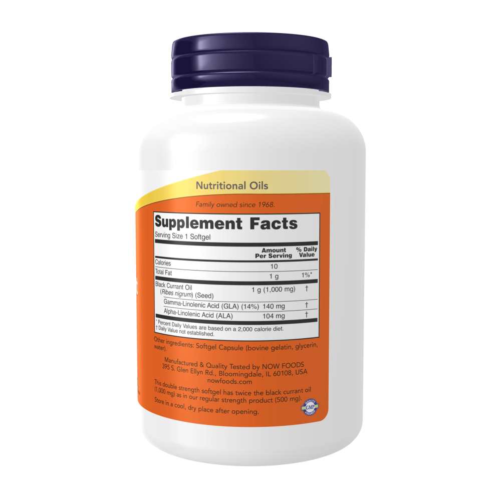Now Foods Black Currant Oil 1000mg – Double Strength Gla Supplement – 100 Softgels