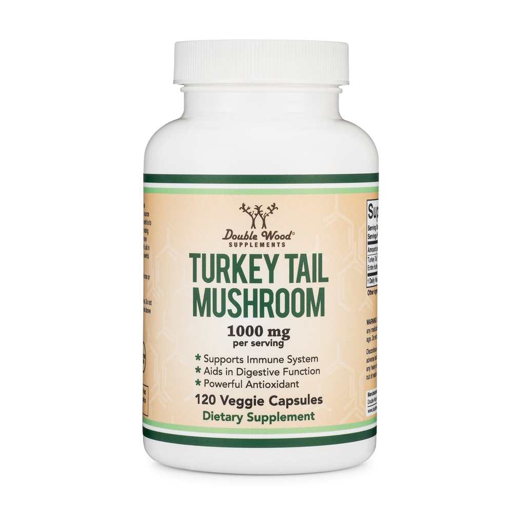 Double Wood Turkey Tail Mushroom 1000 Mg – 120 Veggie Capsules
