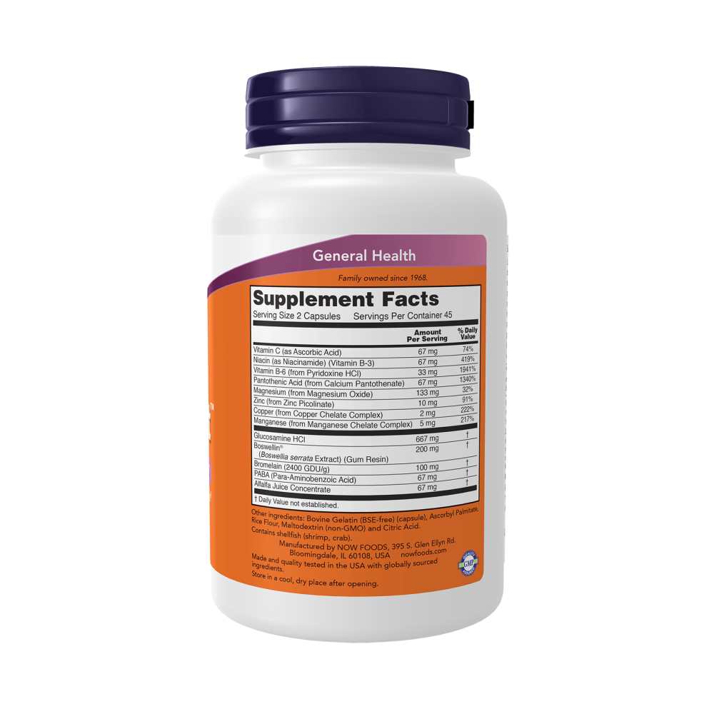Now Foods Joint Support – Glucosamine, Boswellin & Bromelain – 90 Capsules