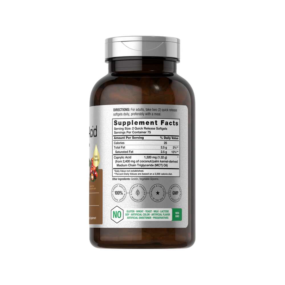 Horbäach Caprylic Acid 1320mg per Serving | 150 Softgels