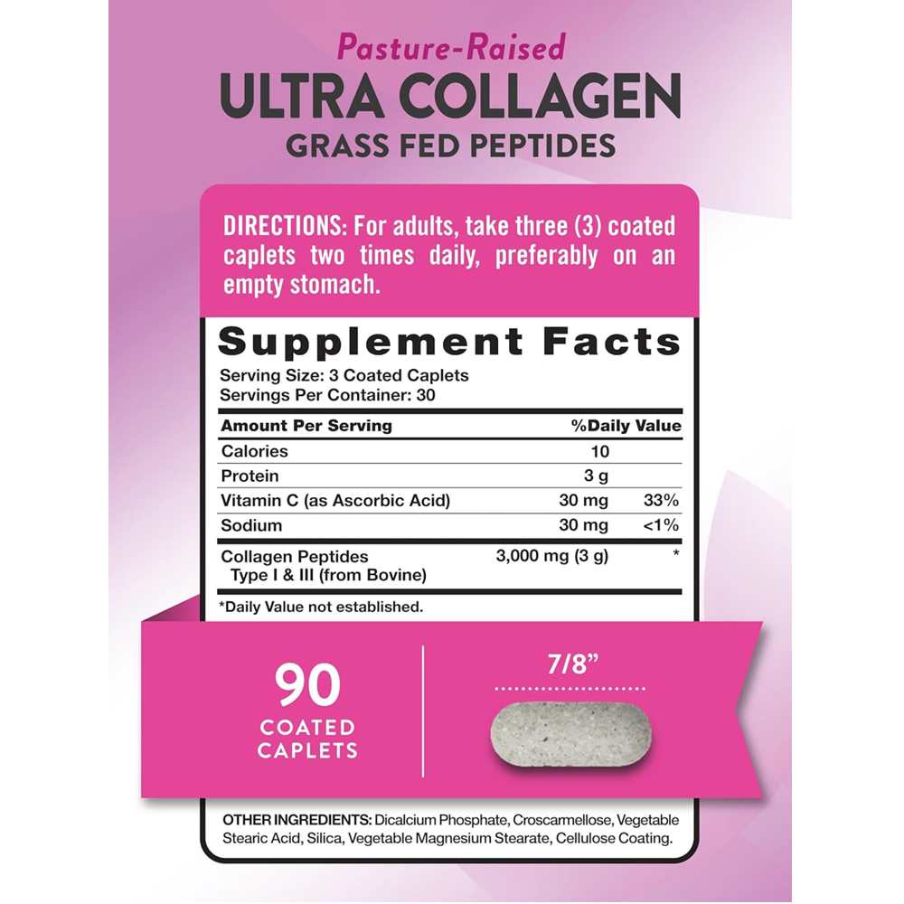 Nature’s Truth Grass-Fed Ultra Collagen – 90 Tablets | 3000 Mg Types I & Iii Peptides