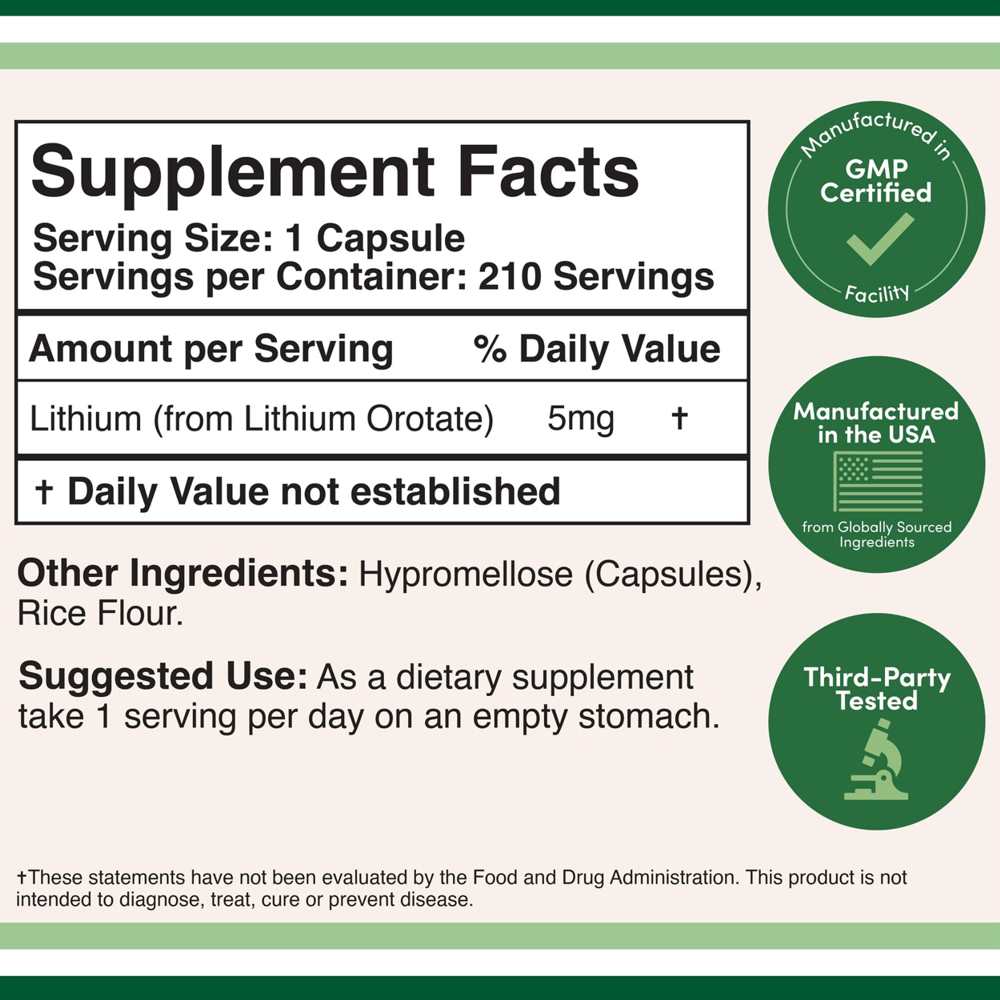 Double Wood Lithium Orotate – 5mg – 210 Capsules