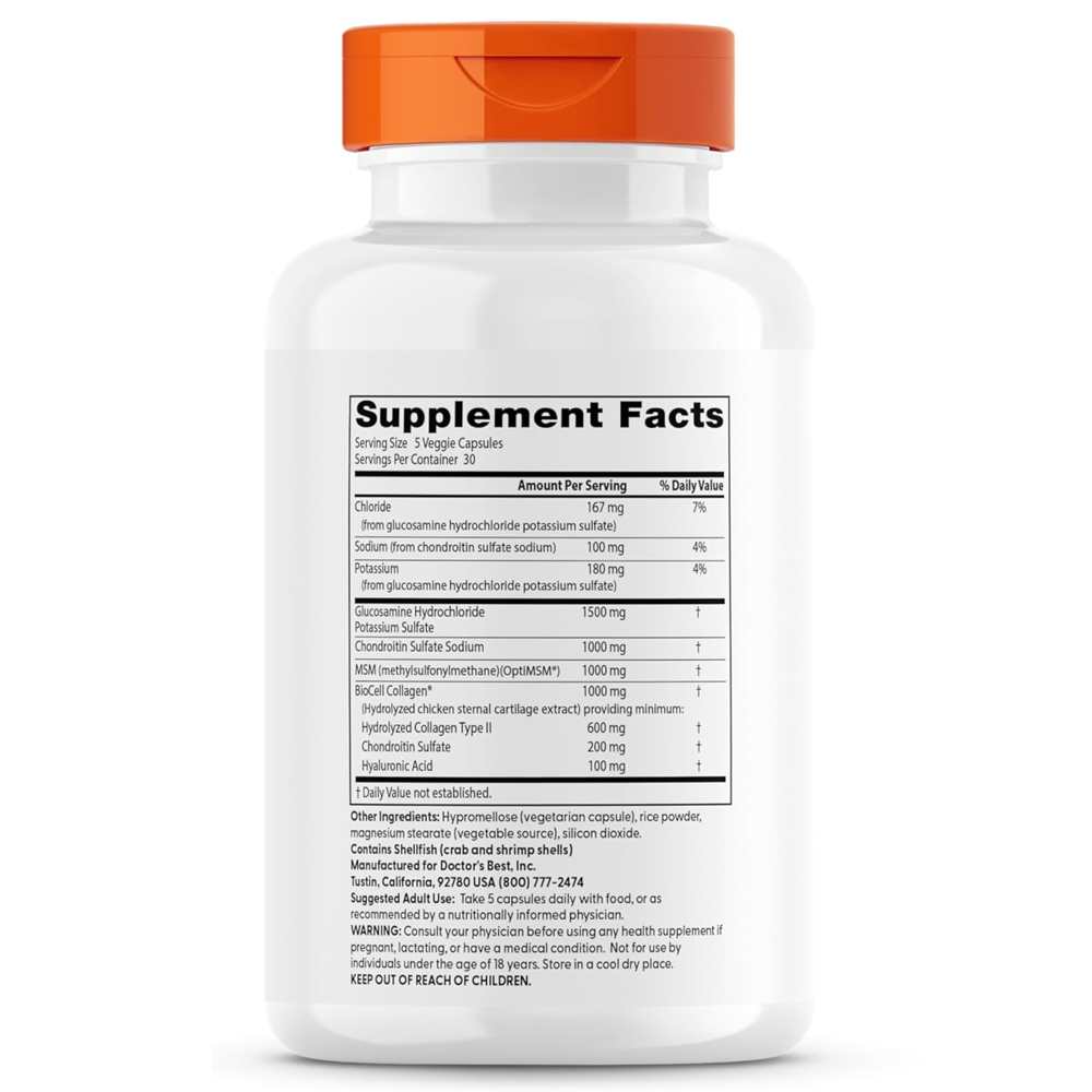 Doctor's Best Glucosamine Chondroitin Msm + Hyaluronic Acid, 150 Veggie Caps