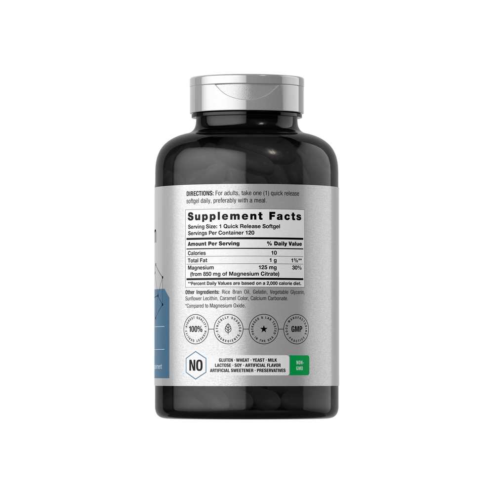 Horbäach Magnesium Citrate | 850mg | 120 Softgels