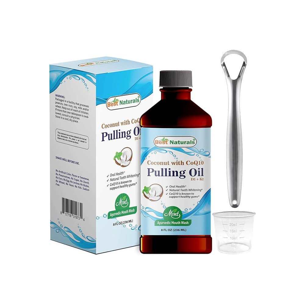 Best Naturals Coconut Oil Pulling with Vitamin D3, E, K2 & COQ10-8 Fl OZ
